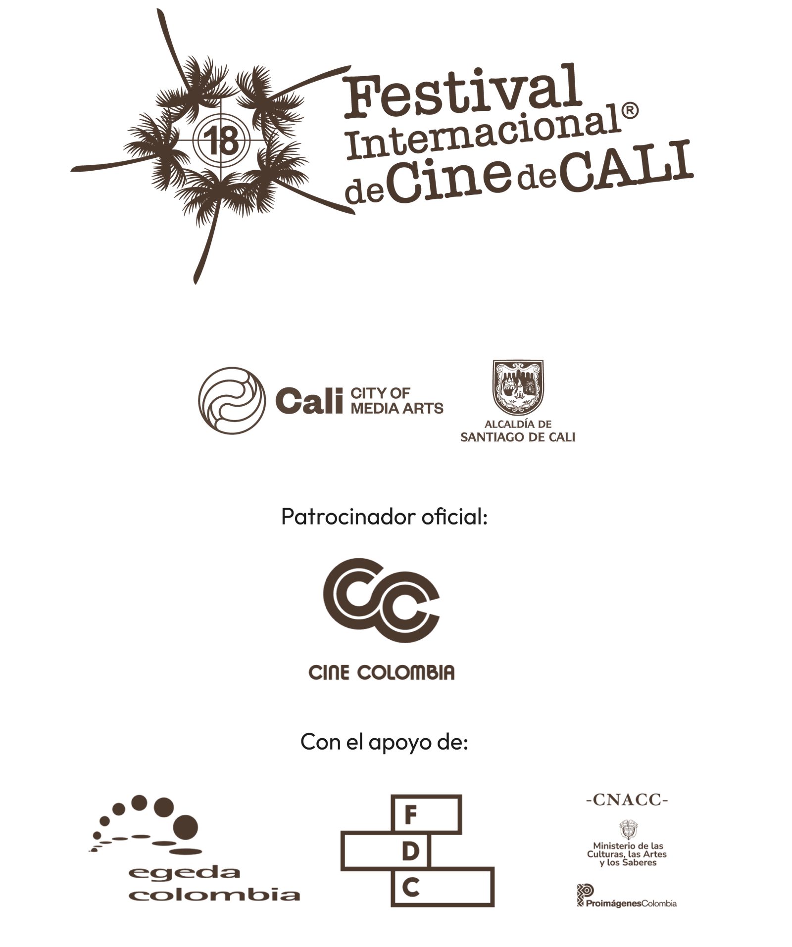 Logos institucionales del XVIII Festival Internacional de Cine de Cali 2026